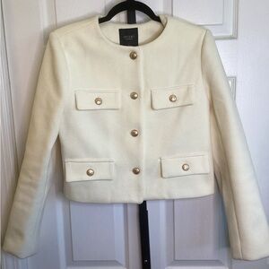 Cream Blazer with Gold Buttons
